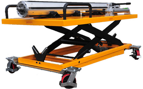 paper shaft trolley for moving airshafts and heavy paper shafts